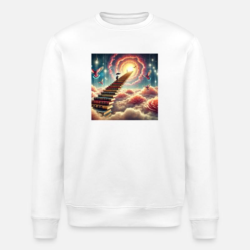Die Treppe der Bücher - Stanley/Stella Unisex Bio-Sweatshirt ROLLER - Weiß