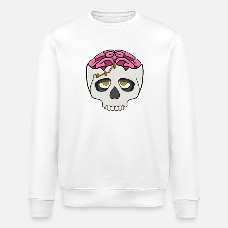 Schädel mit Gehirn - Stanley/Stella Unisex Bio-Sweatshirt ROLLER - Weiß