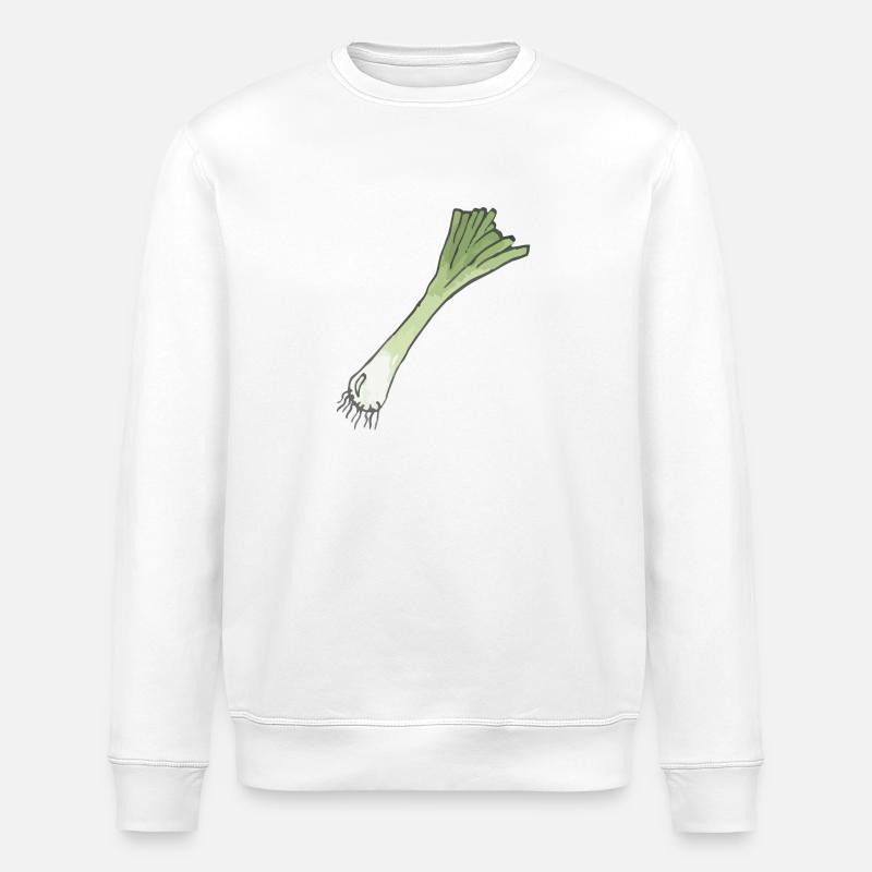 Leek onion with root - Stanley/Stella ROLLER Unisex Organic Sweatshirt - white