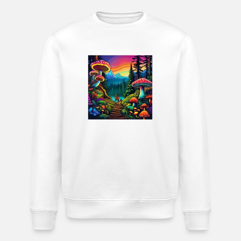 psychedelisches trippy Freundschafts-Design - Stanley/Stella Unisex Bio-Sweatshirt ROLLER - Weiß