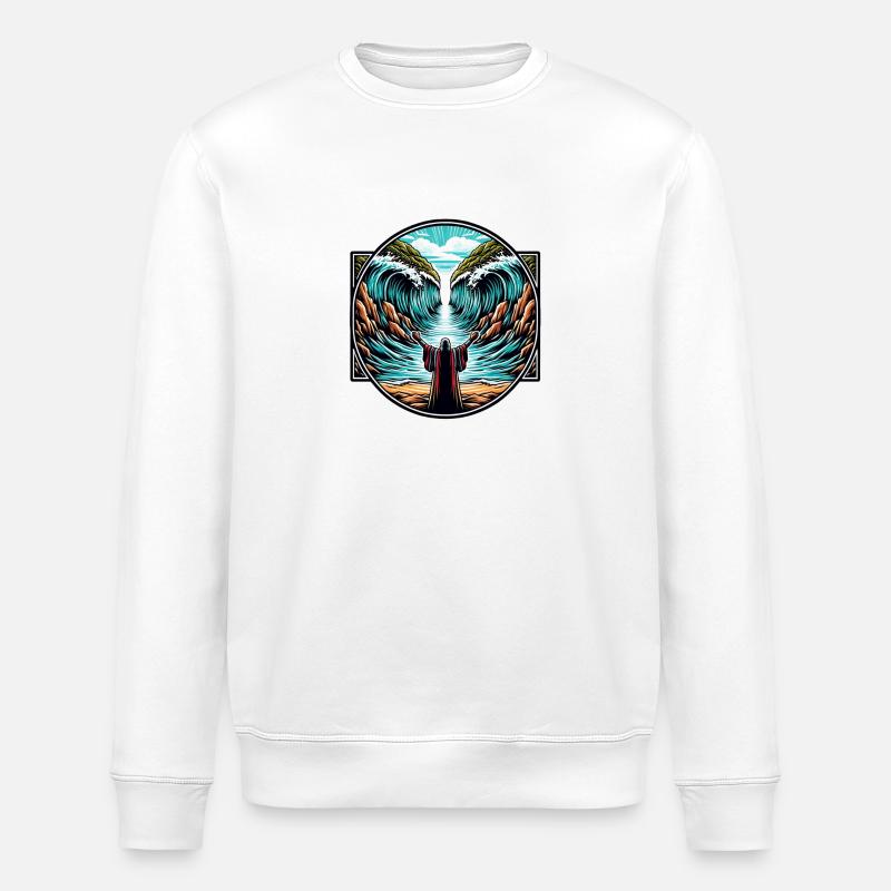 Moses teilt das Meer. - Stanley/Stella Unisex Bio-Sweatshirt ROLLER - Weiß