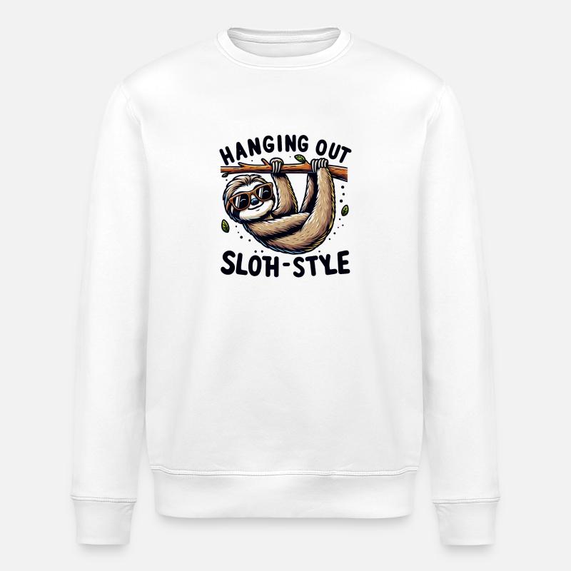 Hanging out Sloth style - Stanley/Stella Unisex Bio-Sweatshirt ROLLER - Weiß