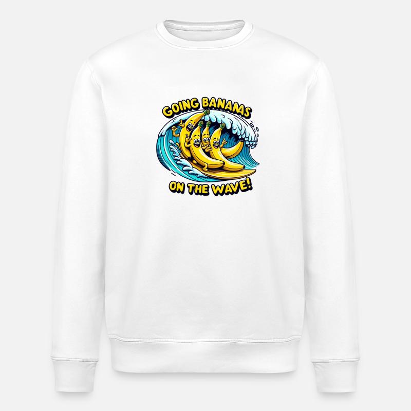 Going Bananas on the Wave - Stanley/Stella ROLLER Unisex Organic Sweatshirt - white