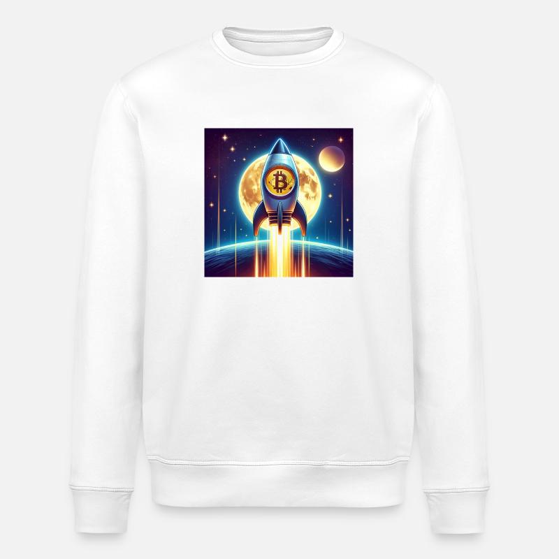 Bitcoin moon rocket - Stanley/Stella Unisex Bio-Sweatshirt ROLLER - Weiß