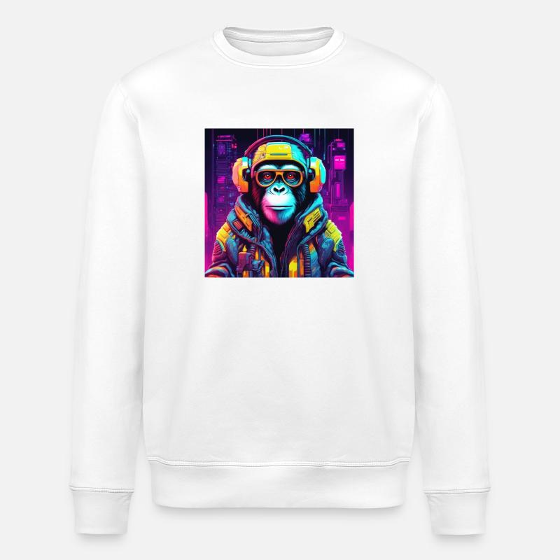 Nft Affe - Stanley/Stella Unisex Bio-Sweatshirt ROLLER - Weiß