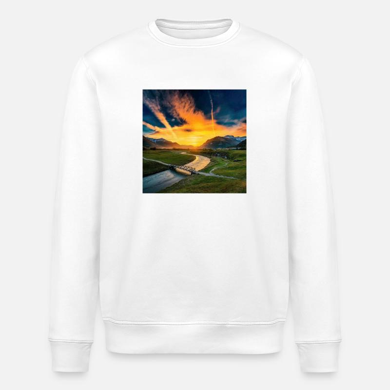 Paysage avec coucher de soleil - Sweat bio ROLLER Stanley/Stella Unisexe - blanc