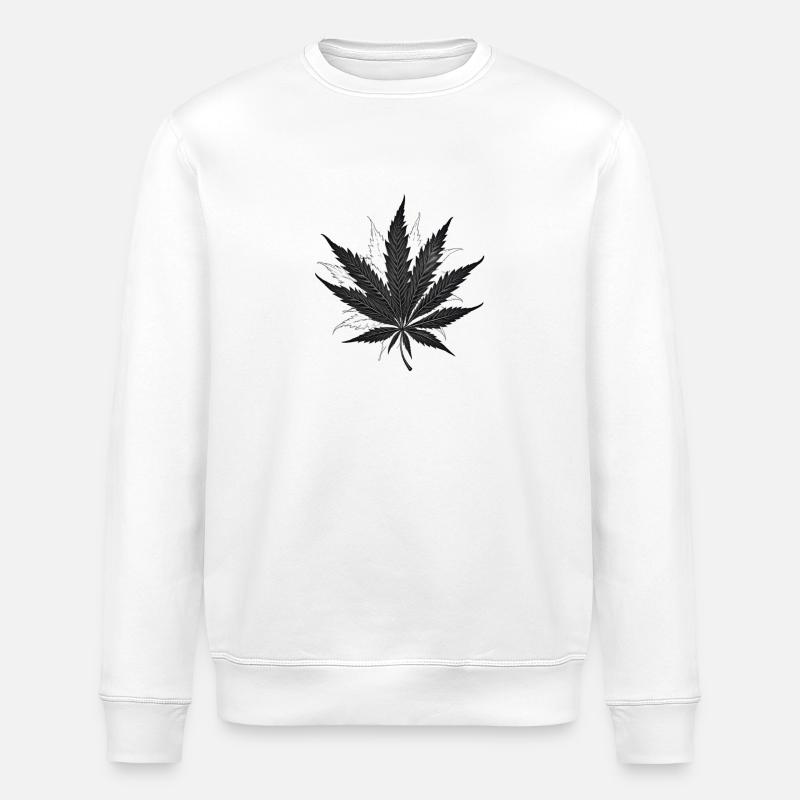 Feuille de cannabis 1 - Sweat bio ROLLER Stanley/Stella Unisexe - blanc
