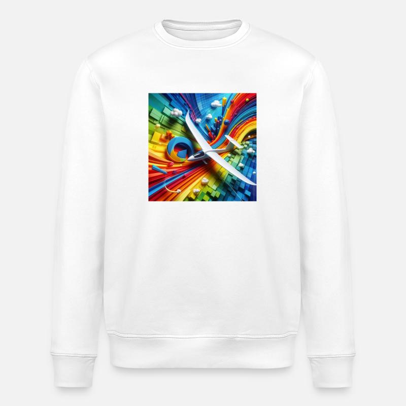 Modellflugzeug auf buntem Hintergrund - Stanley/Stella Unisex Bio-Sweatshirt ROLLER - Weiß