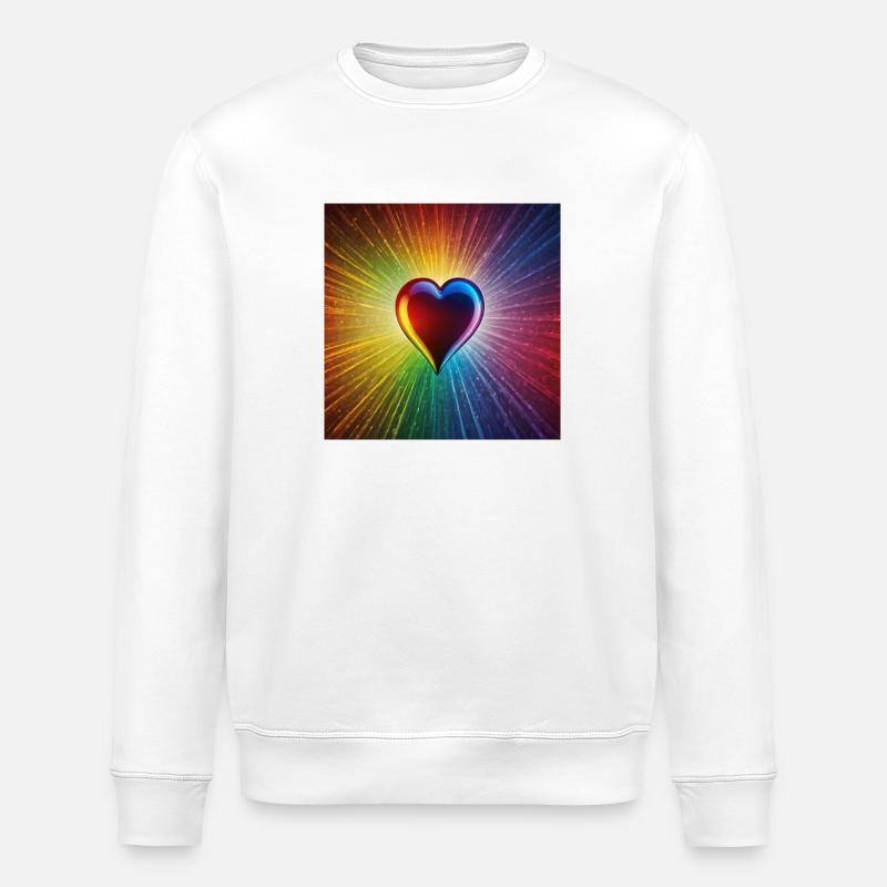 Regenbogen Herz - Stanley/Stella Unisex Bio-Sweatshirt ROLLER - Weiß