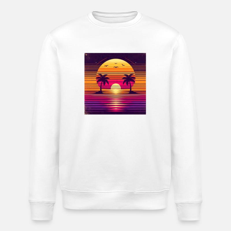 Vibrant coucher de soleil - Sweat bio ROLLER Stanley/Stella Unisexe - blanc