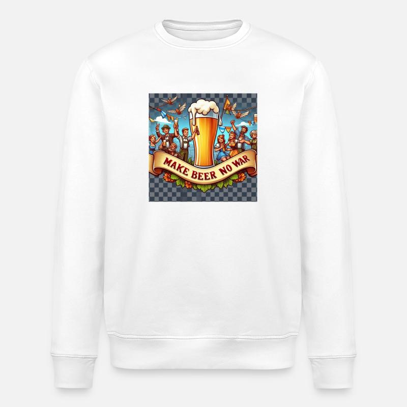 MAKE BEER NO WAR - Stanley/Stella Unisex Bio-Sweatshirt ROLLER - Weiß
