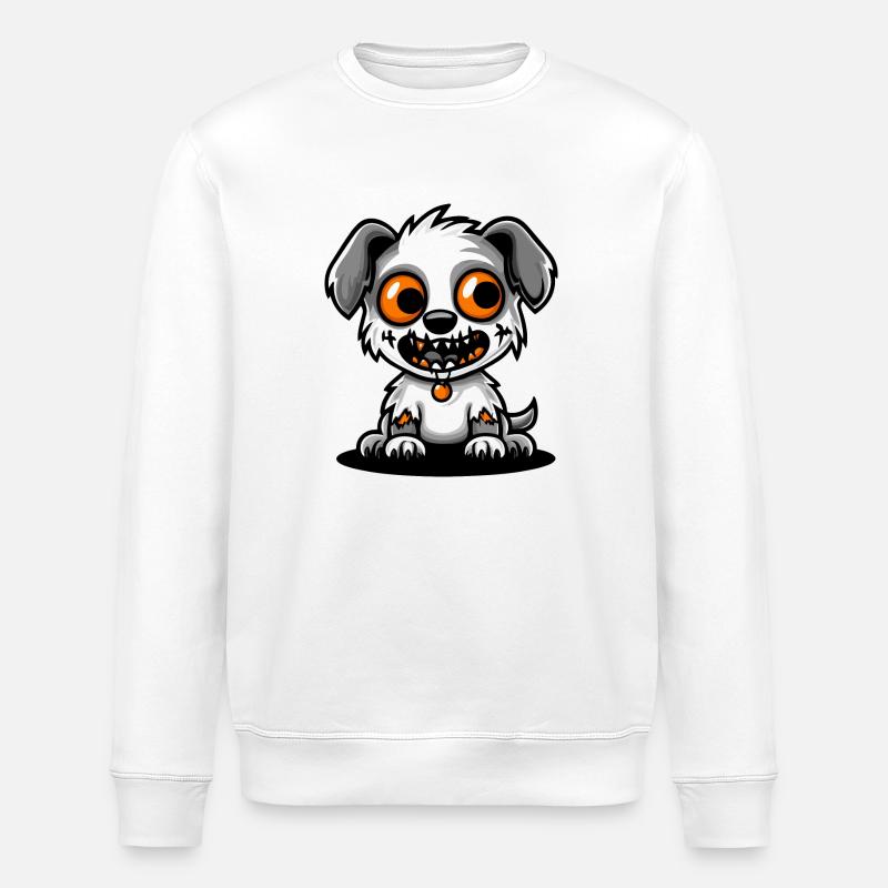 Hund Halloween Zombie Comic - Stanley/Stella Unisex Bio-Sweatshirt ROLLER - Weiß