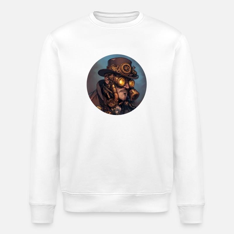 Steampunk-Style: Nostalgie trifft Technik - Stanley/Stella Unisex Bio-Sweatshirt ROLLER - Weiß