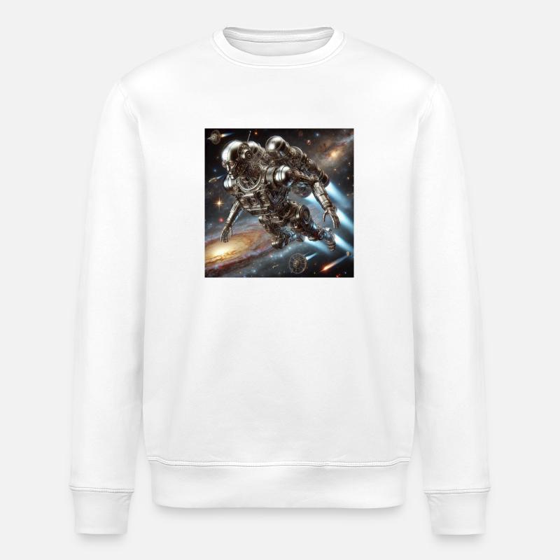 Roboter im Weltall - Stanley/Stella Unisex Bio-Sweatshirt ROLLER - Weiß