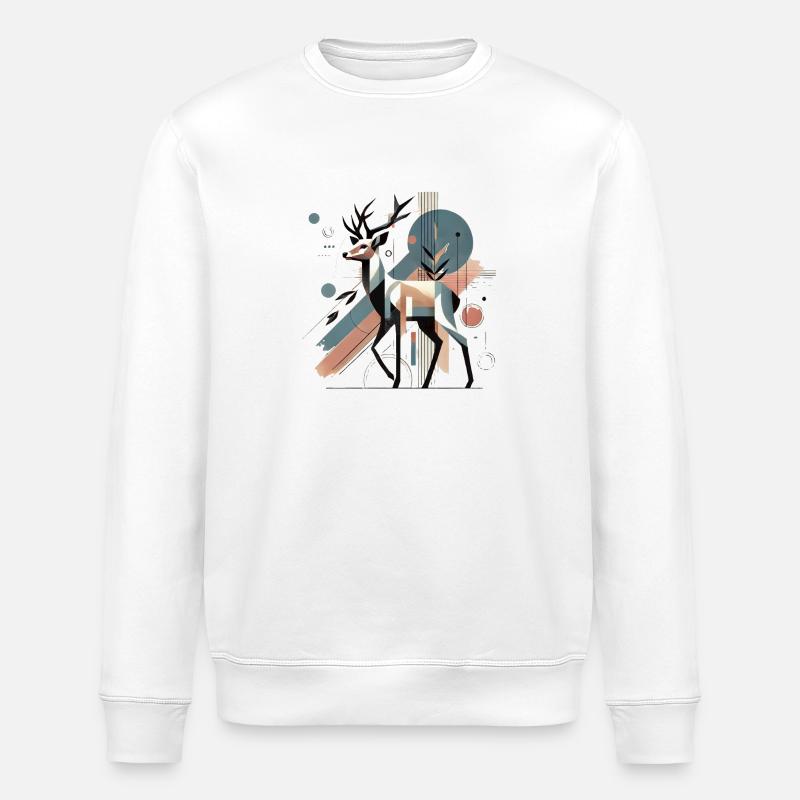 Design Hirsch modern stylish #4 - Stanley/Stella Unisex Bio-Sweatshirt ROLLER - Weiß