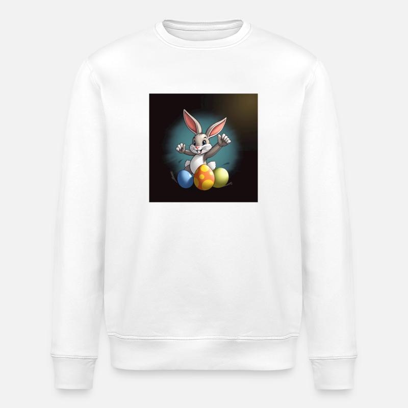 „Eierglück und Hasenhüpfen“ - Stanley/Stella Unisex Bio-Sweatshirt ROLLER - Weiß