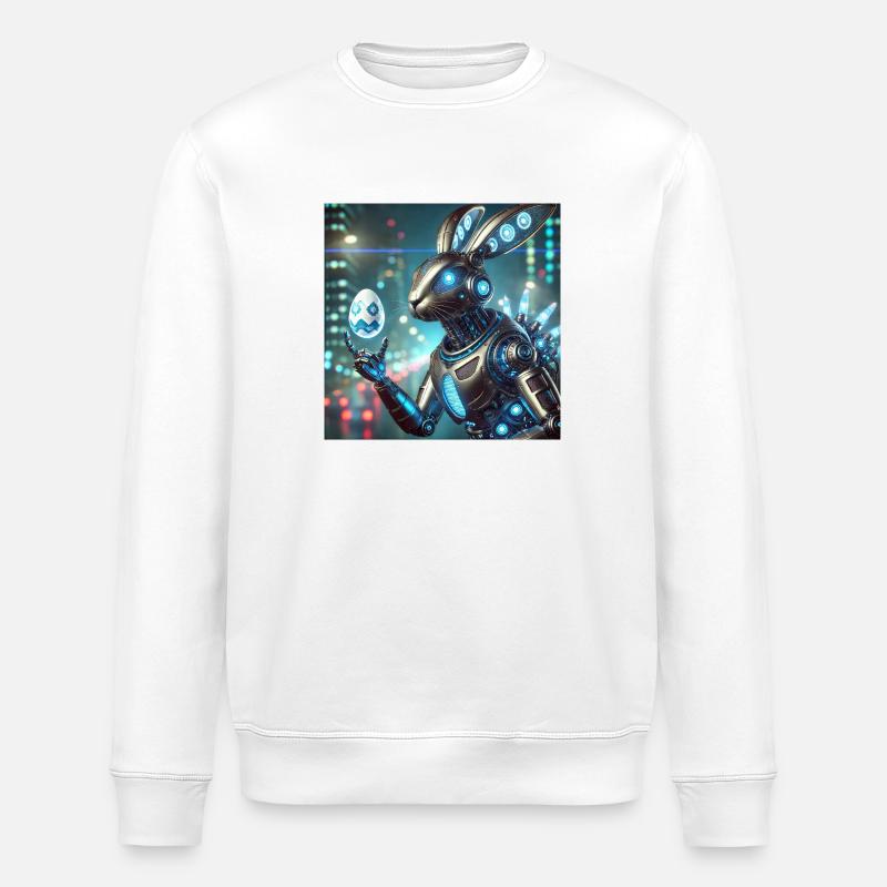 A futuristic Easter bunny - Stanley/Stella ROLLER Unisex Organic Sweatshirt - white