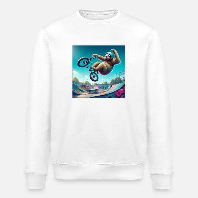 Sloth Wanderer BMX Freestyle - Sweat bio ROLLER Stanley/Stella Unisexe - blanc