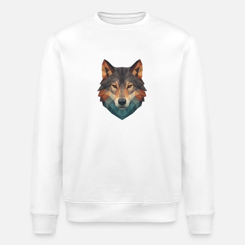 Tête de loup géométrique - Sweat bio ROLLER Stanley/Stella Unisexe - blanc