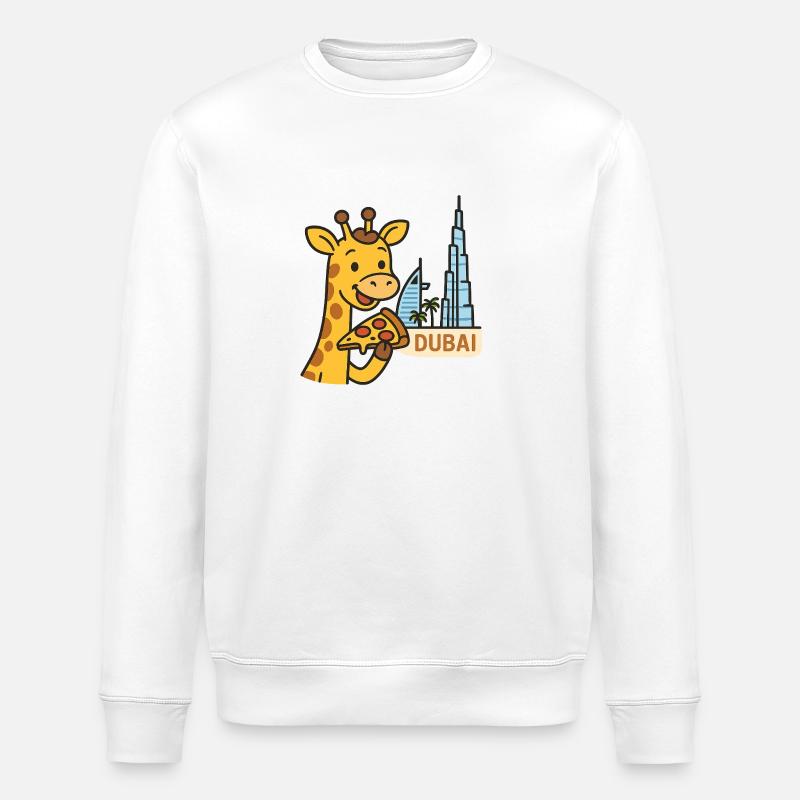 Dubai Giraffe mit Pizza - Stanley/Stella Unisex Bio-Sweatshirt ROLLER - Weiß