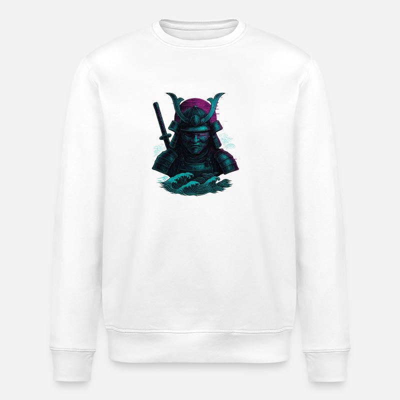 Glitch Samurai – The Digital Warrior - Stanley/Stella ROLLER Unisex Organic Sweatshirt - white