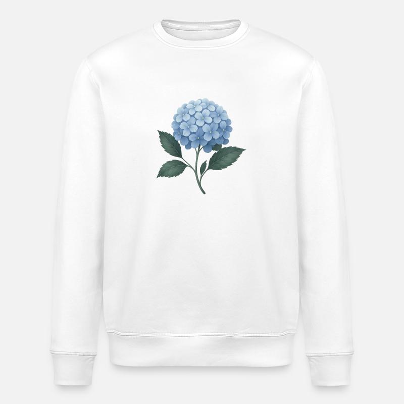 Hydrangea Magic – Blue Flower Ball - Stanley/Stella ROLLER Unisex Organic Sweatshirt - white