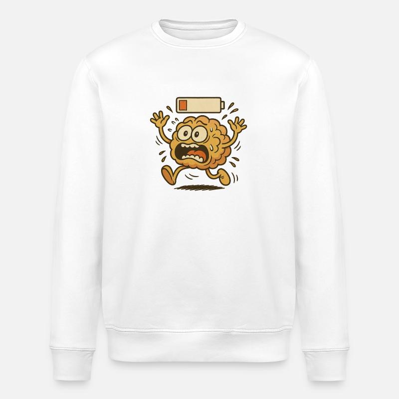 Brain battery low - Stanley/Stella Unisex Bio-Sweatshirt ROLLER - Weiß