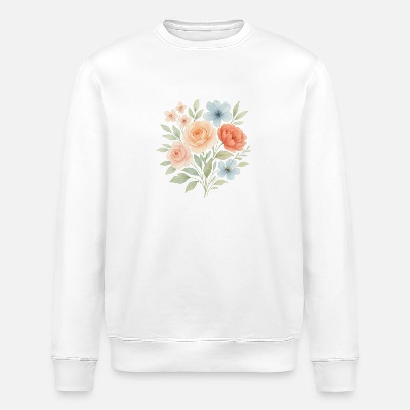 Blütentraum – nostalgisch & zart - Stanley/Stella Unisex Bio-Sweatshirt ROLLER - Weiß