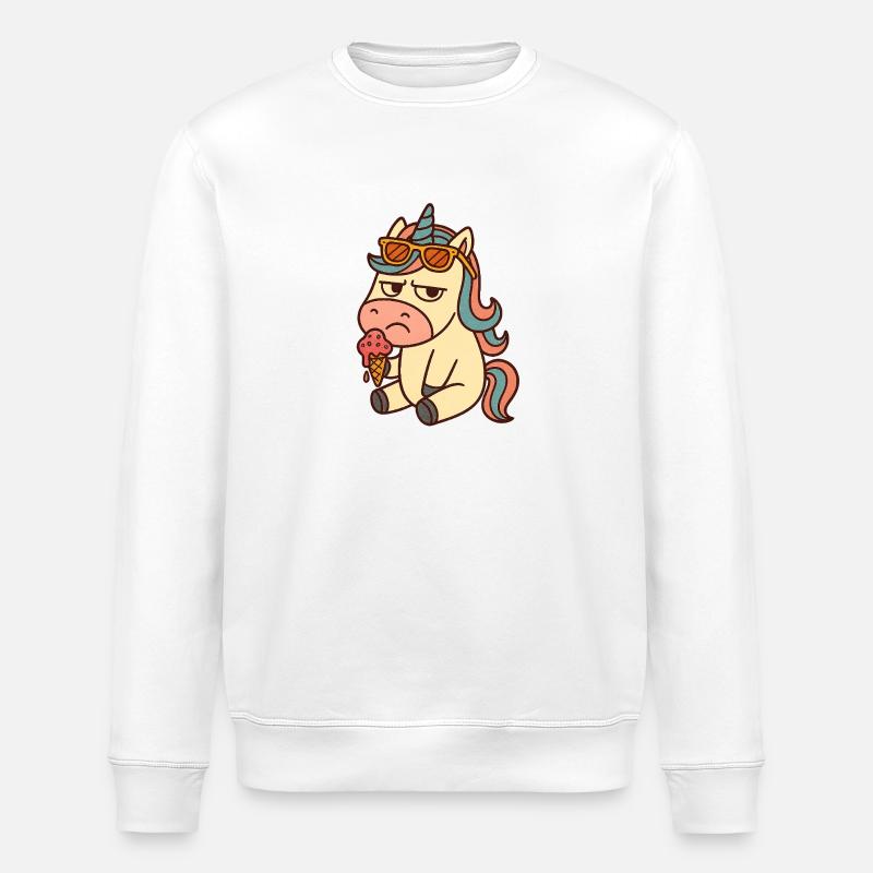 Einhorn mit Eis - Stanley/Stella Unisex Bio-Sweatshirt ROLLER - Weiß