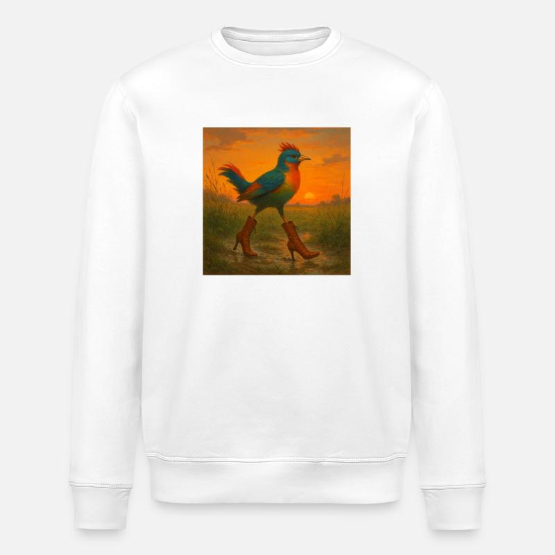 Bunter Vogel in Higheels - Stanley/Stella Unisex Bio-Sweatshirt ROLLER - Weiß