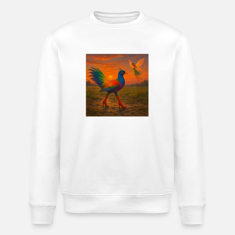 Oiseau en Higheels avec Elf - Sweat bio ROLLER Stanley/Stella Unisexe - blanc