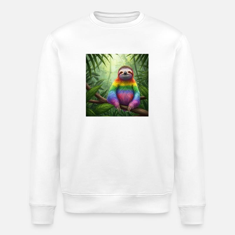 Sloth Wanderer PRIDE - Stanley/Stella ROLLER Unisex Organic Sweatshirt - white