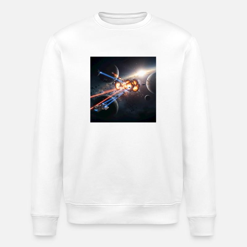 Futuristische Raumfahrt-Illusion - Stanley/Stella Unisex Bio-Sweatshirt ROLLER - Weiß