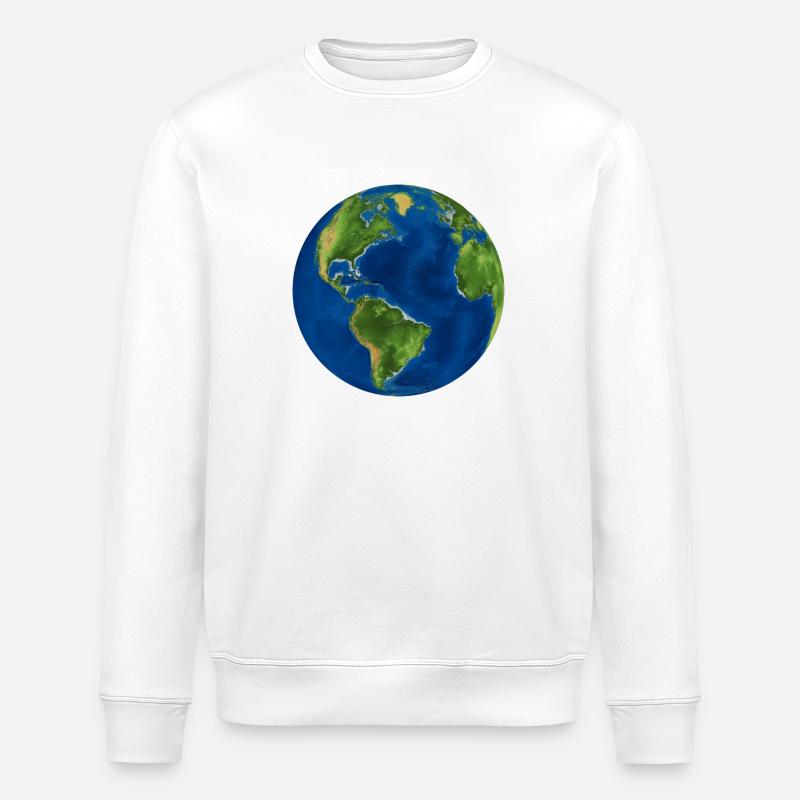 Weltkugel - Stanley/Stella Unisex Bio-Sweatshirt ROLLER - Weiß
