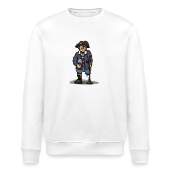 Pirat mit Holzbein Augenklappe Geschenkidee - Stanley/Stella Unisex Bio-Sweatshirt ROLLER - Weiß - Vorne - Nik (191cm)