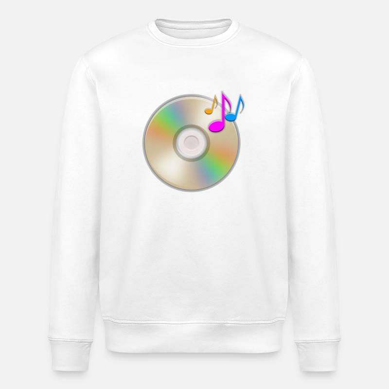 Music CD floating notes - Stanley/Stella ROLLER Unisex Organic Sweatshirt - white