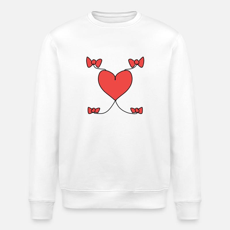 Heart Bow Pattern Shapes Red - Stanley/Stella ROLLER Unisex Organic Sweatshirt - white