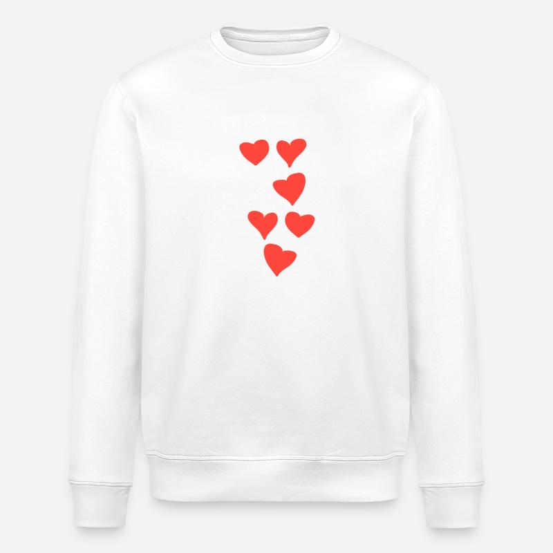 Hearts Pattern Heart Red - Stanley/Stella ROLLER Unisex Organic Sweatshirt - white