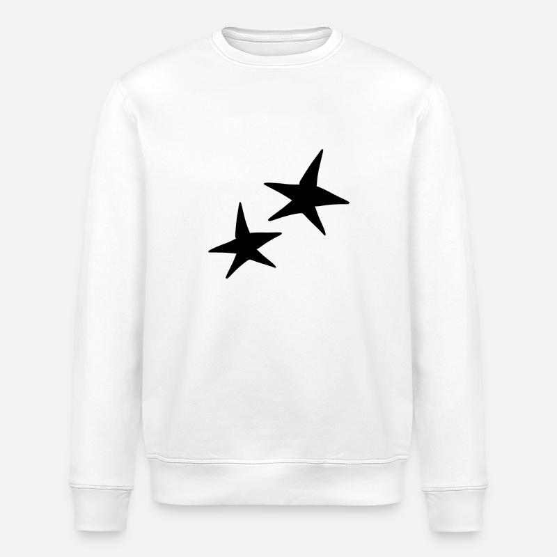 Star Shape Two Stars Icon - Stanley/Stella ROLLER Unisex Organic Sweatshirt - white