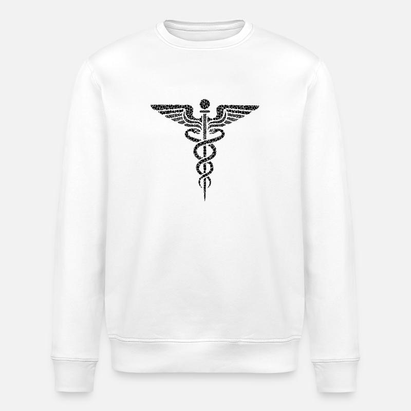 Aesculapian Wand Gift Idea - Stanley/Stella ROLLER Unisex Organic Sweatshirt - white