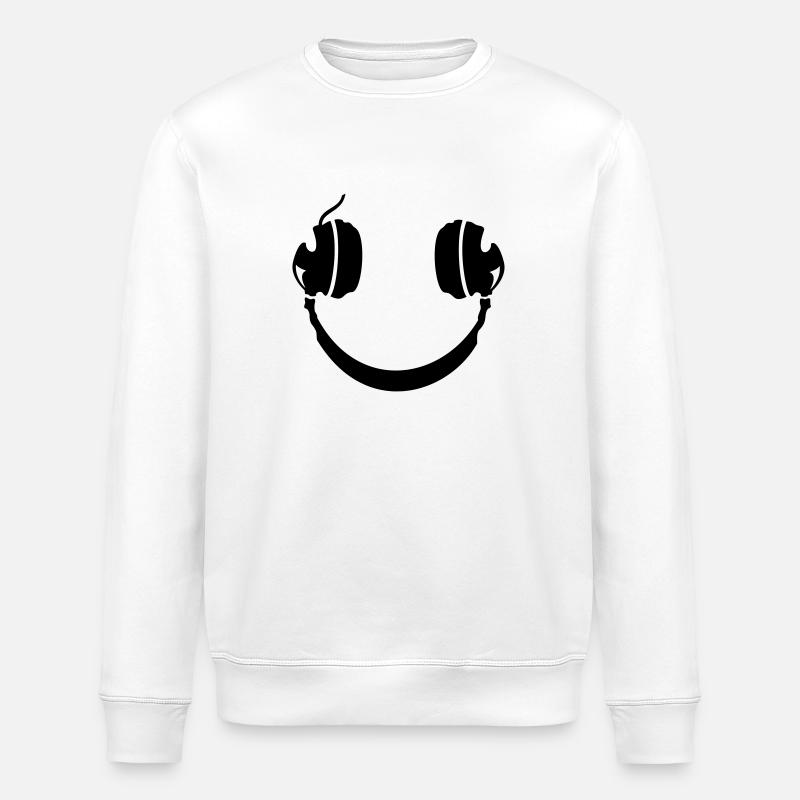 Smiley Headphone - Stanley/Stella Unisex Bio-Sweatshirt ROLLER - Weiß