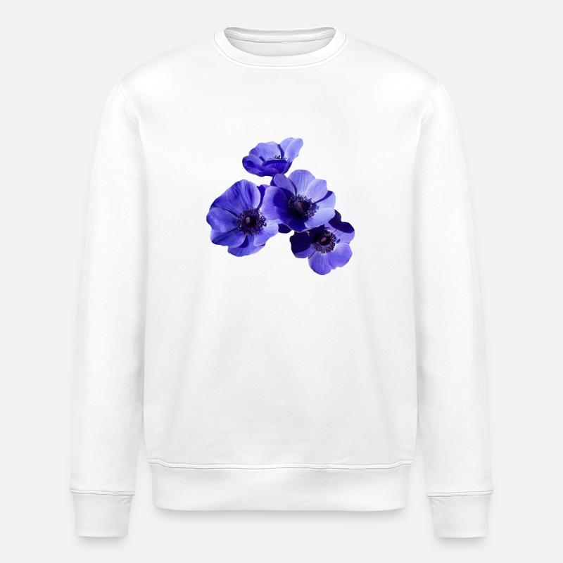 fleurs bleues - Sweat bio ROLLER Stanley/Stella Unisexe - blanc