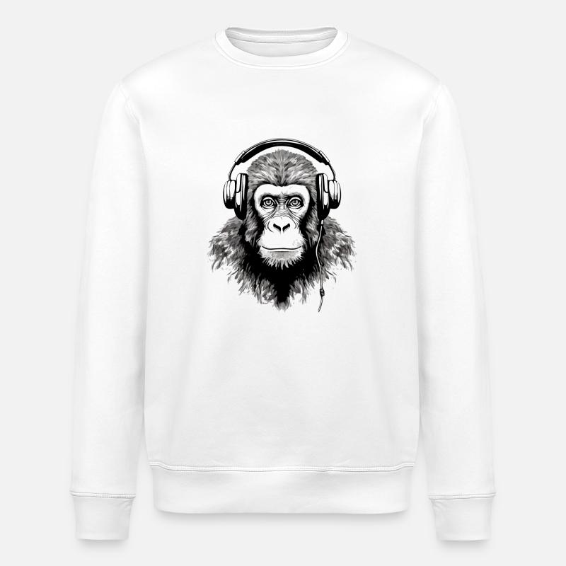 Chita, der audiophile Affe - Stanley/Stella Unisex Bio-Sweatshirt ROLLER - Weiß