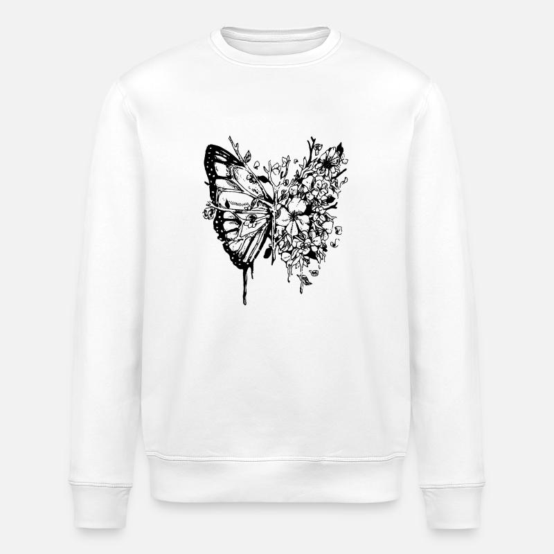 Tree Branches Butterfly - Stanley/Stella ROLLER Unisex Organic Sweatshirt - white