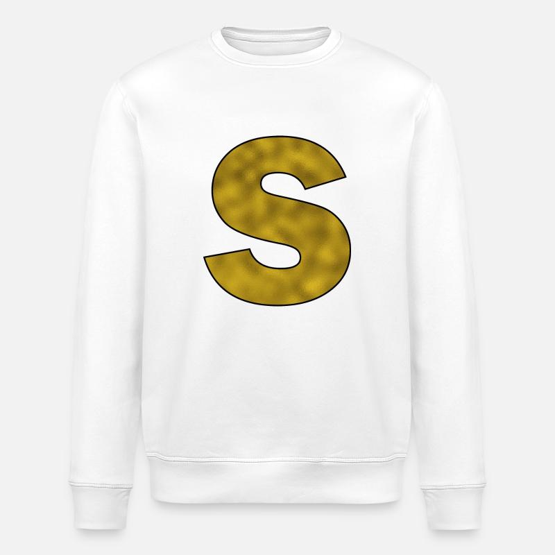 Buchstabe S Gold - Stanley/Stella Unisex Bio-Sweatshirt ROLLER - Weiß