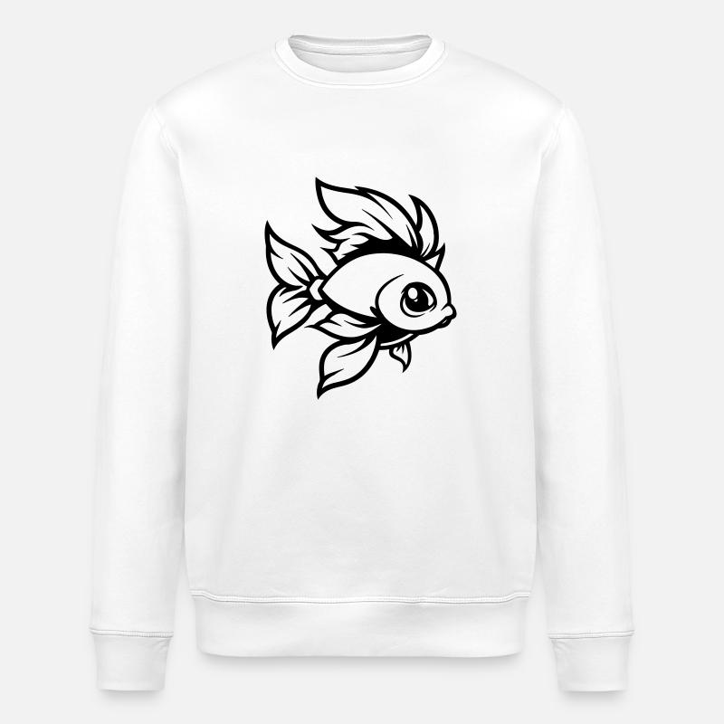 Poisson rouge Poisson Bande Dessinée - Sweat bio ROLLER Stanley/Stella Unisexe - blanc