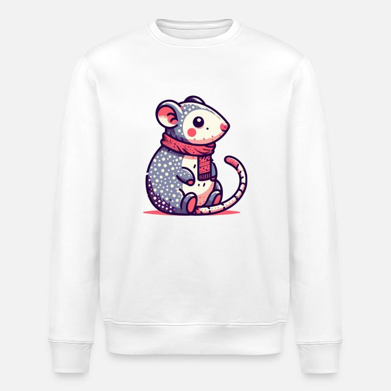 Süße Maus im Schal - Stanley/Stella Unisex Bio-Sweatshirt ROLLER - Weiß