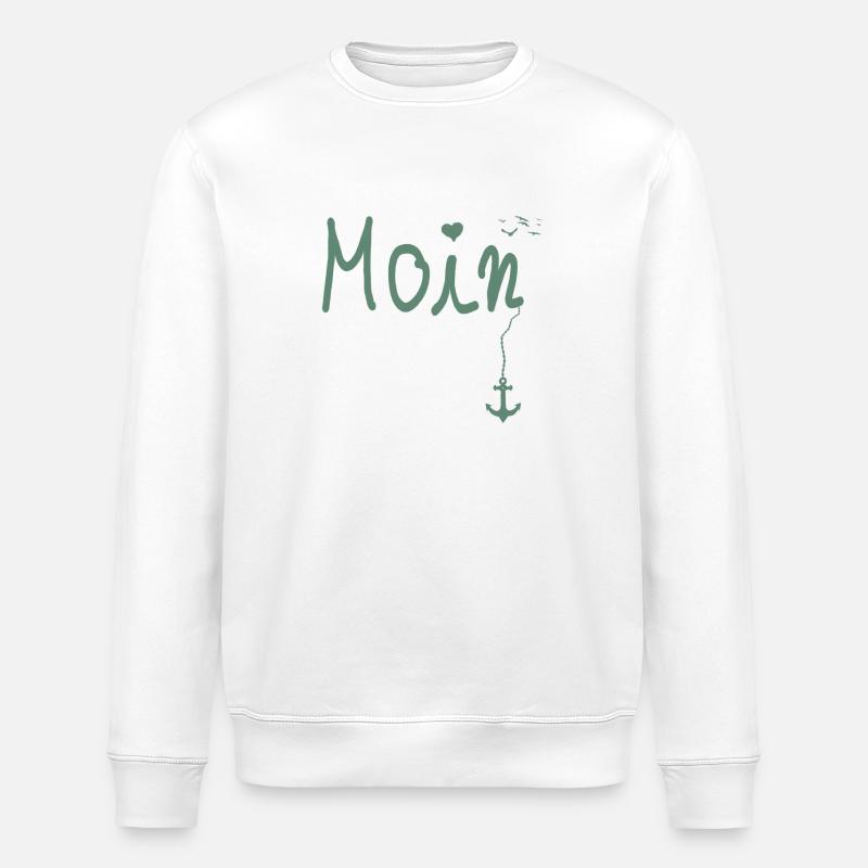 Moin Welcome Moin with Seagull - Stanley/Stella ROLLER Unisex Organic Sweatshirt - white