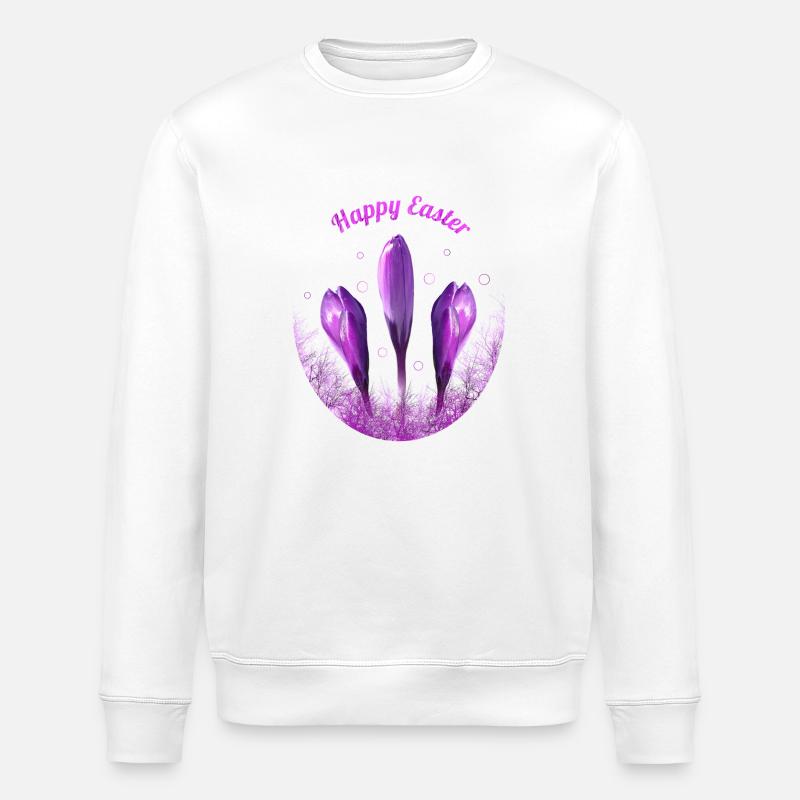 Crocuses Happy Easter - Stanley/Stella ROLLER Unisex Organic Sweatshirt - white