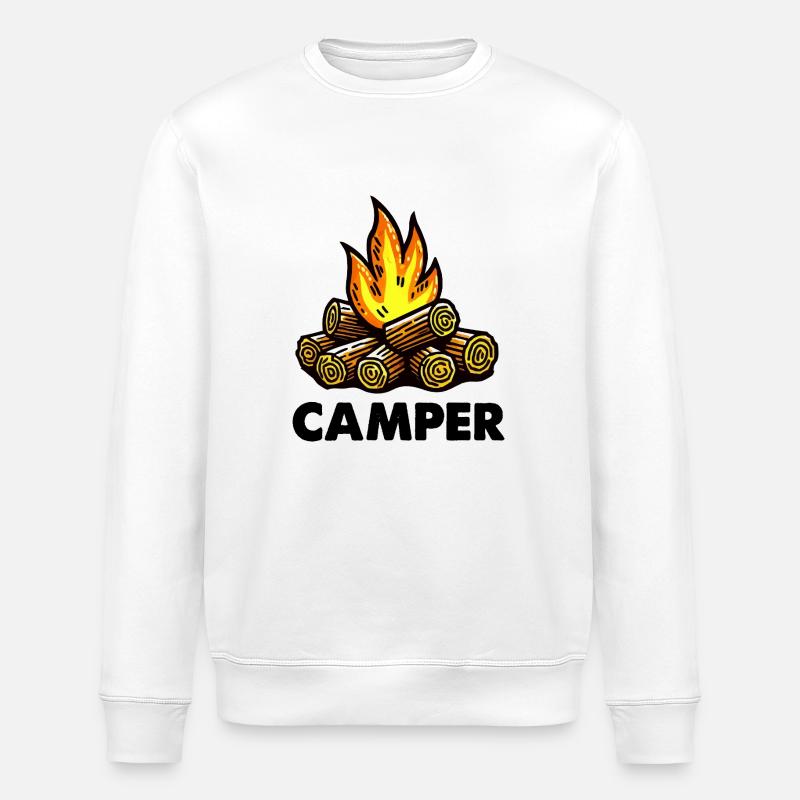 Campfire Camper - Stanley/Stella ROLLER Unisex Organic Sweatshirt - white